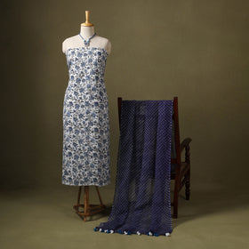 Blue - designer! Cotton unstitched dress material