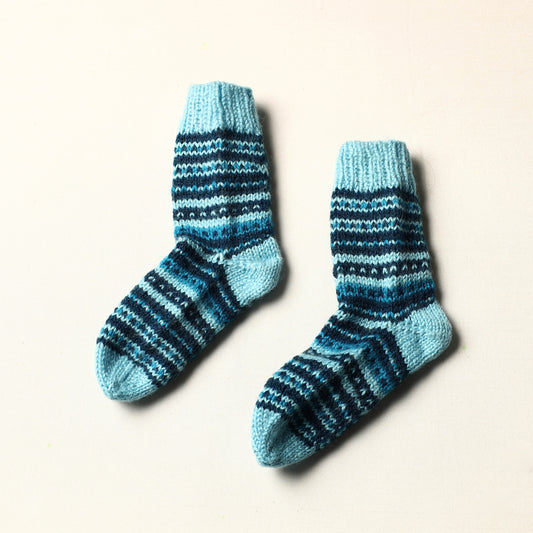 Blue - Kumaun Hand Knitted Woolen Socks (Kids)