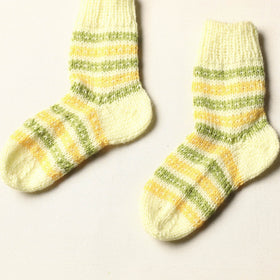  yellow Kumaun Hand Knitted Woolen Socks - Kids