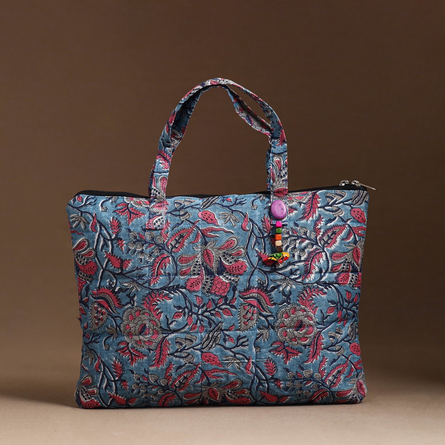 Blue - Handcrafted Quilted Cotton Hand Bag  37