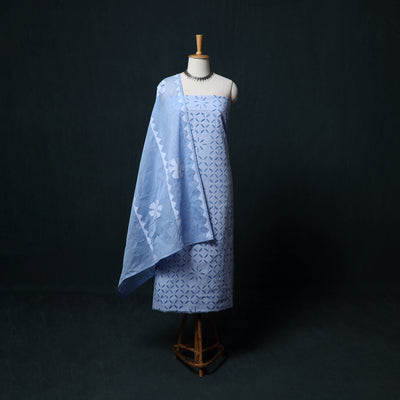 Barmer Applique Cutwork Cotton 3pc Unstitched Dress Material Suit Set 12