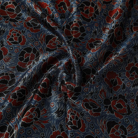 Blue Natural Dyed Mashru Silk Ajrakh Print Fabric