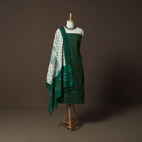 Handloom Cotton Pochampally Ikat 2pc Unstitched Dress Material Kurta Set 21