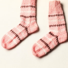  Peach Kumaun Hand Knitted Woolen Socks - Kids