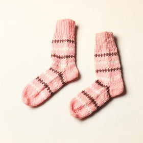  Peach Kumaun Hand Knitted Woolen Socks - Kids