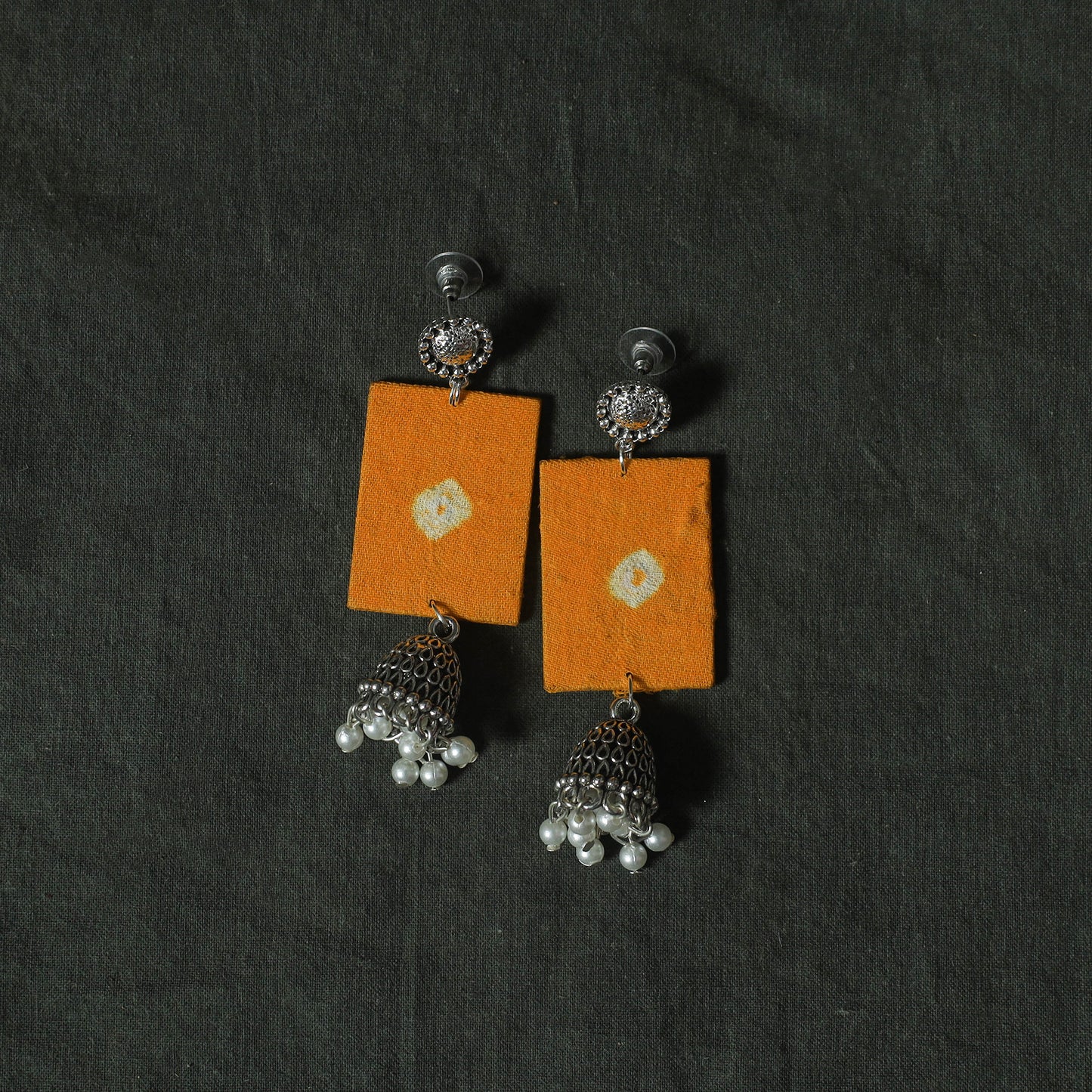 Yellow - Kutch Bandhani Tie-Dye Cotton 2pc Unstitched Dress Material Kurta Set with Earrings 01
