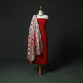 Red - Kutch Bandhani Tie-Dye Cotton 2pc Unstitched Dress Material Kurta Set with Earrings 02