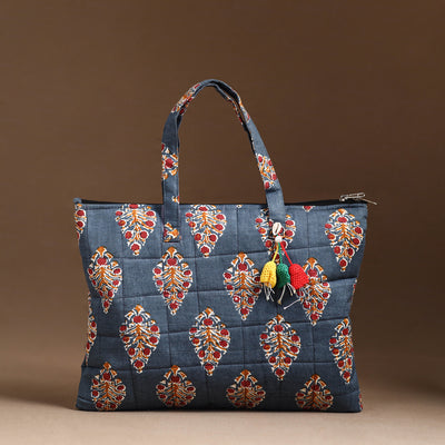 Blue - Handcrafted Quilted Cotton Hand Bag  41