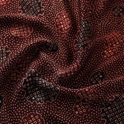 Brown - Ajrakh Hand Block Printed Modal Silk Fabric 48