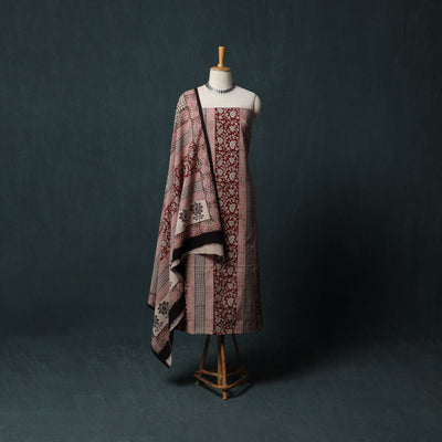 Bagh Hand Block Print Cotton 3pc Unstitched Dress Material Suit Set 22