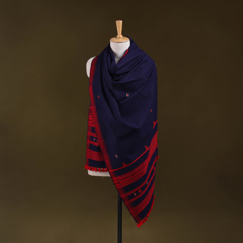 Kutch Bhujodi Handwoven Mirror Work Acrylic Wool Shawl 166