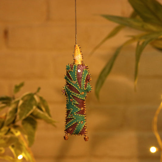 Candle - Hand Embroidered Applique Cutwork Felt Stuffed Hanging for Christmas Decoration