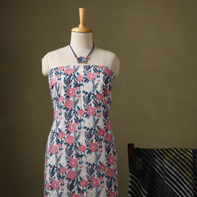 Pink Designer! Block Print Cotton Dress Material with Jewellery Set