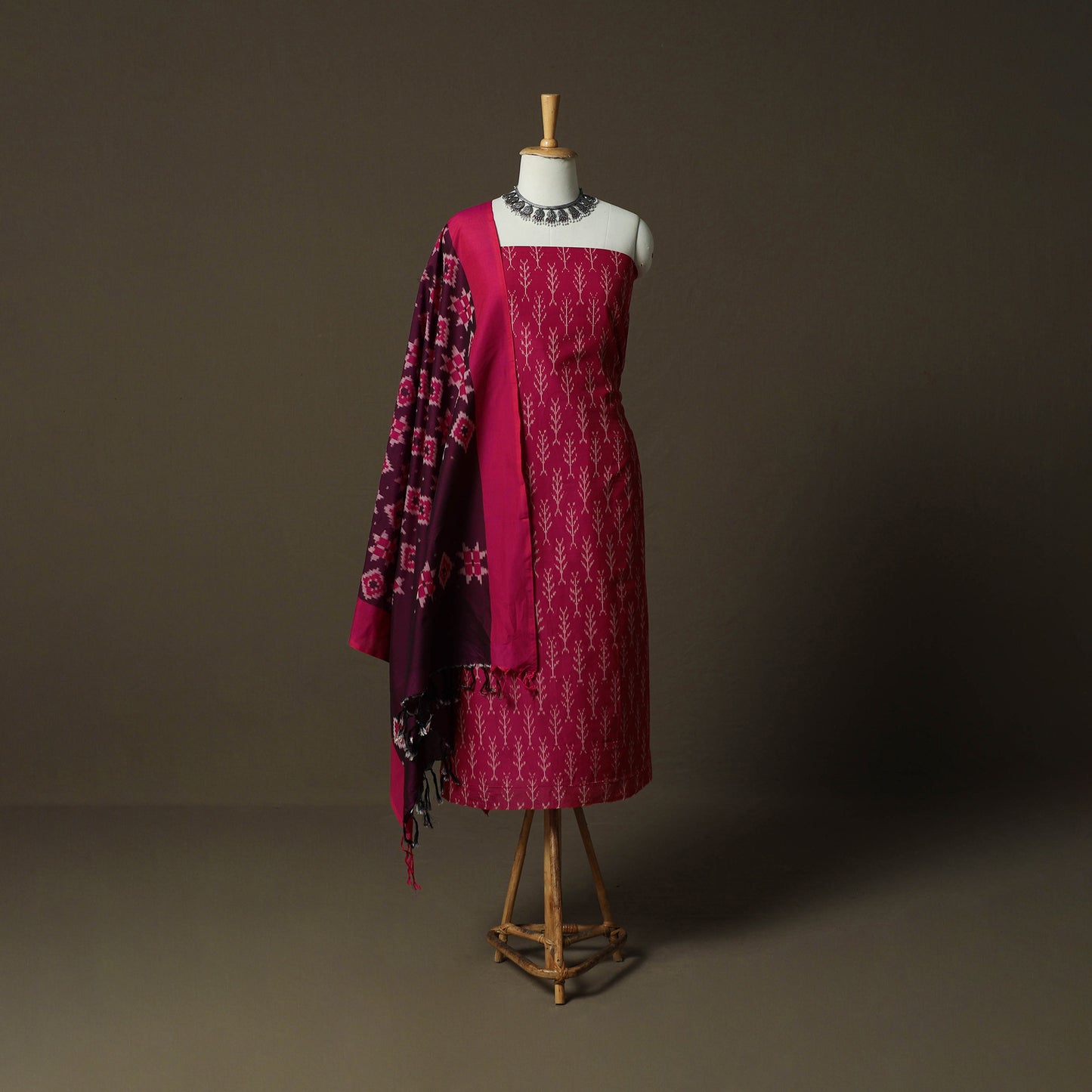 Handloom Cotton Pochampally Ikat 2pc Unstitched Dress Material Kurta Set 23