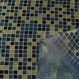 Blue Natural Dyed Mashru Silk Ajrakh Print Fabric