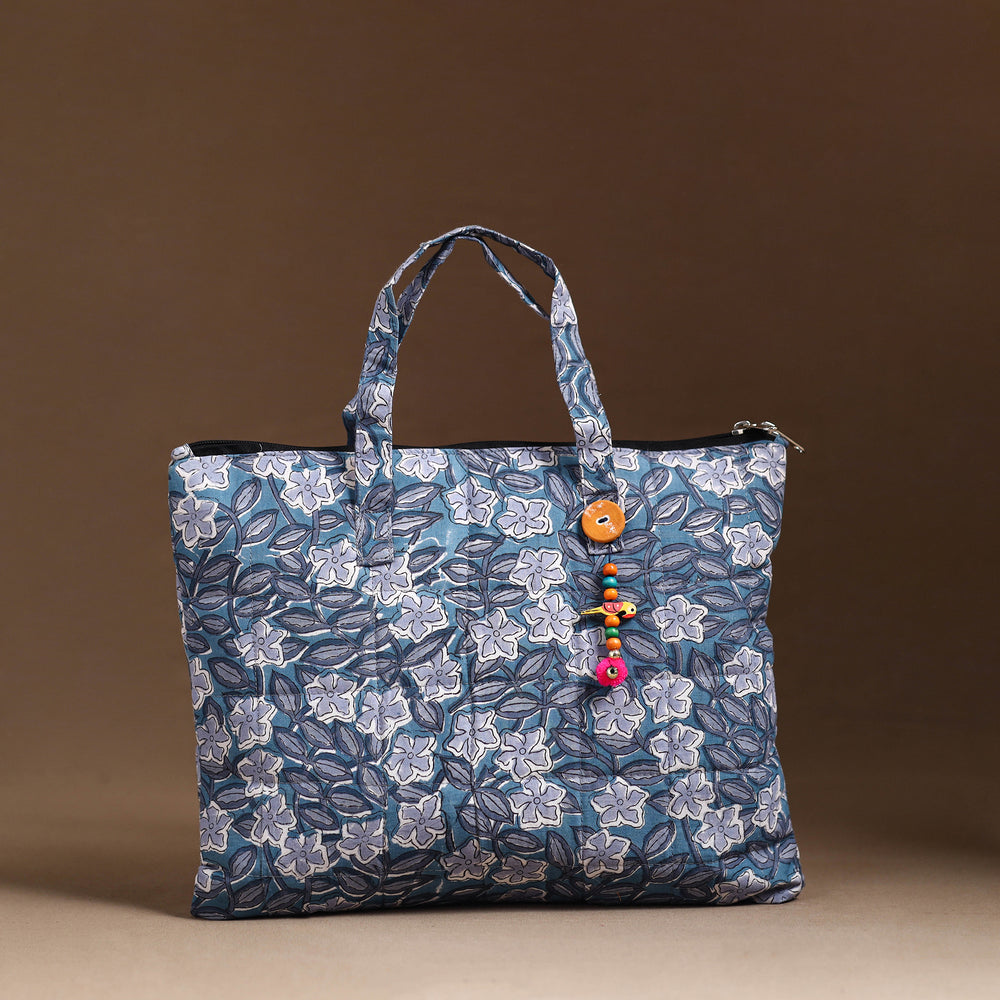 Blue - Handcrafted Quilted Cotton Hand Bag  44