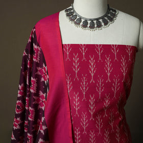 Handloom Cotton Pochampally Ikat 2pc Unstitched Dress Material Kurta Set 23