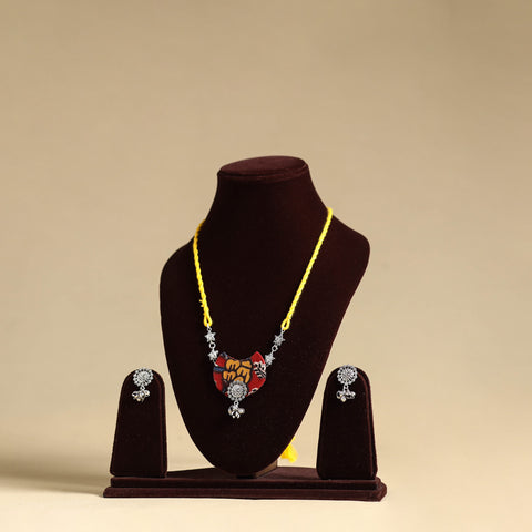 Yellow - handmade fabart gs necklace set 12 - handcrafted