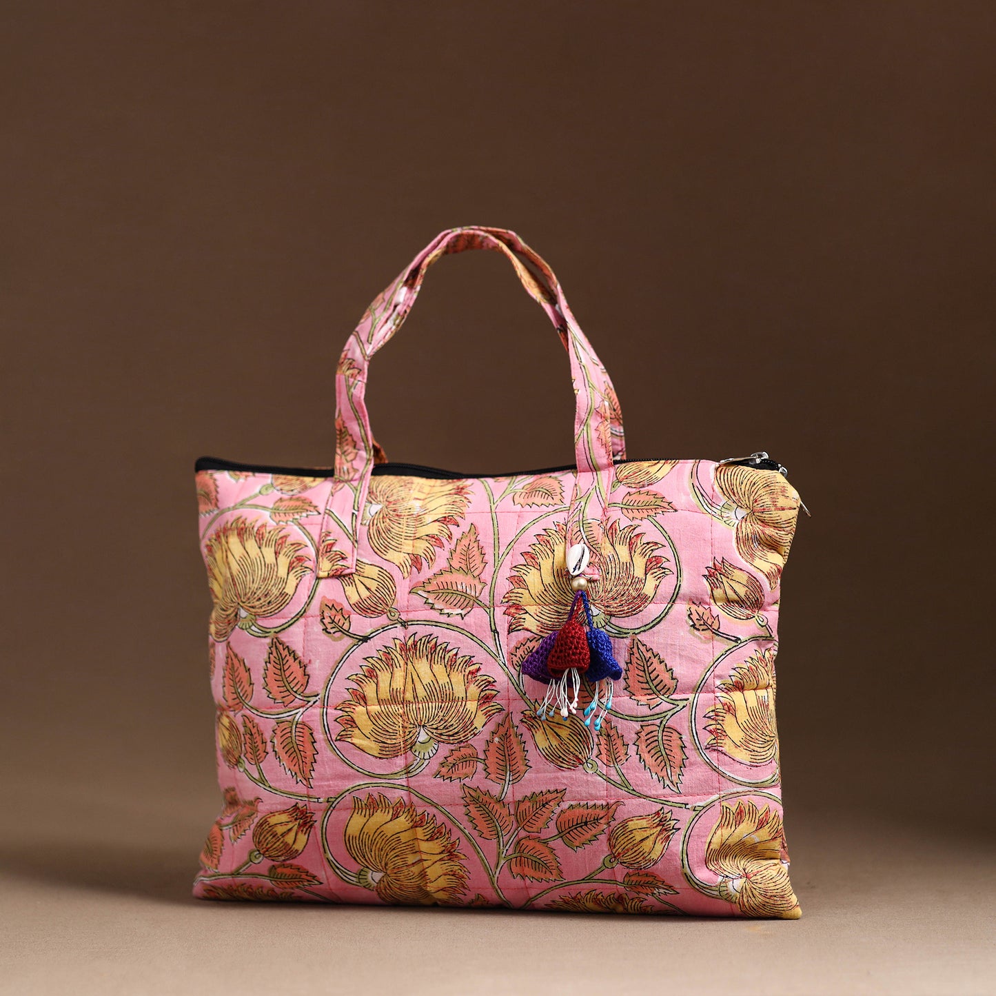 Pink - Handcrafted Quilted Cotton Hand Bag  45