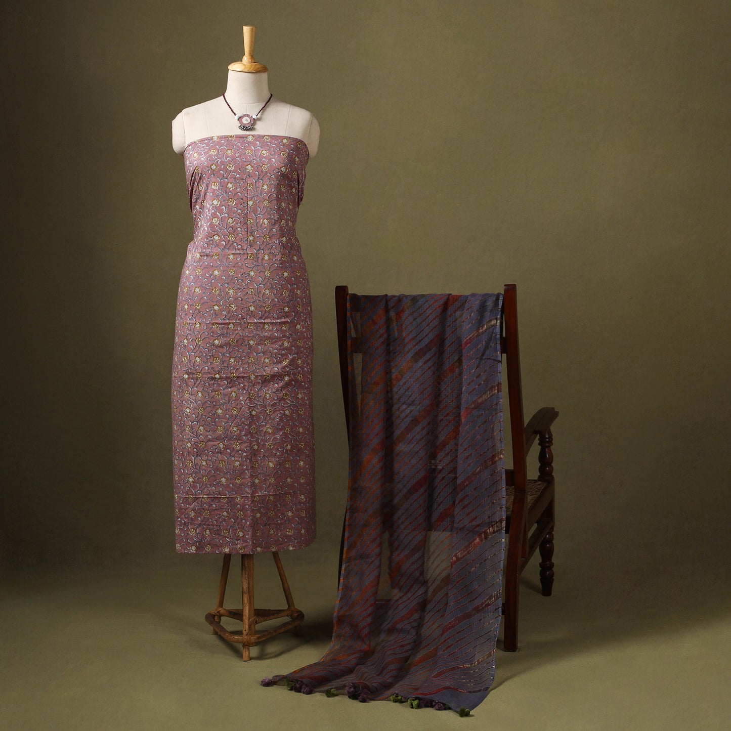 Brown - designer! Cotton unstitched dress material