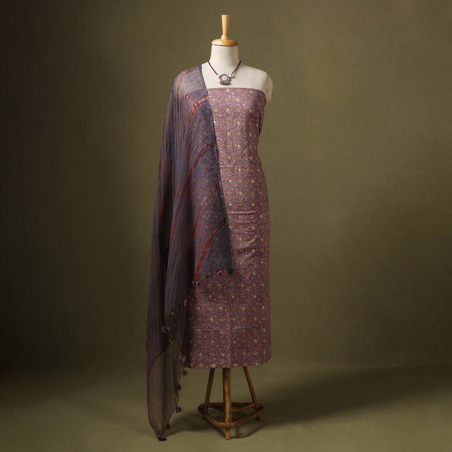 Brown - designer! Cotton unstitched dress material