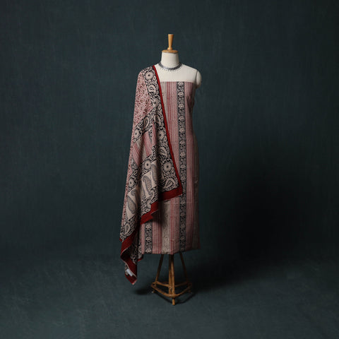 Bagh Hand Block Print Cotton 3pc Unstitched Dress Material Suit Set 23