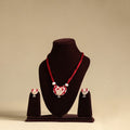 Red - handmade fabart jute necklace set 17 - handcrafted