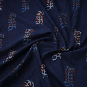 Blue Natural Dyed Block Print Cotton Nandana Fabric