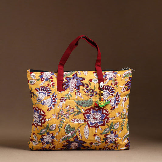 Yellow - Handcrafted Quilted Cotton Hand Bag  49