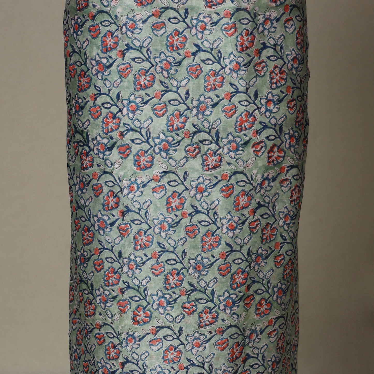 Green - 3pc chanderi silk unstitched sanganeri dress