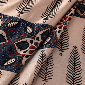 Beige Natural Dyed Mashru Silk Ajrakh Print Fabric