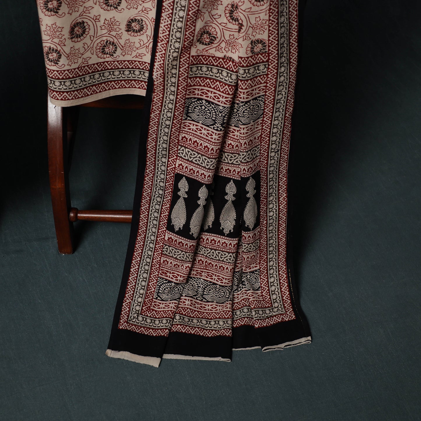 Bagh Hand Block Print Cotton 3pc Unstitched Dress Material Suit Set 24