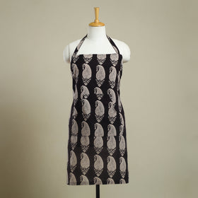 Buy Black Bagh Block Print Cotton Apron with Pocket