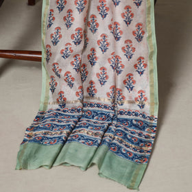 Green - 3pc chanderi silk unstitched sanganeri dress