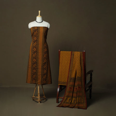 Bagh Hand Block Print Natural Dyed Cotton 3pc Unstitched Dress Material 21