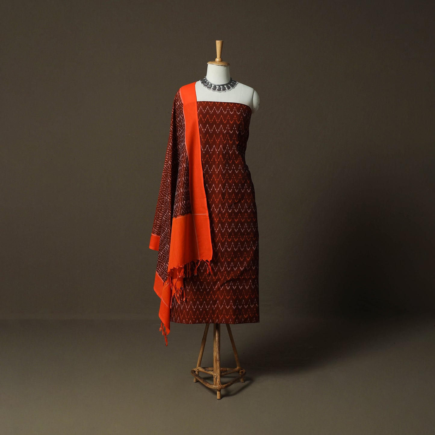 Handloom Cotton Pochampally Ikat 2pc Unstitched Dress Material Kurta Set 26