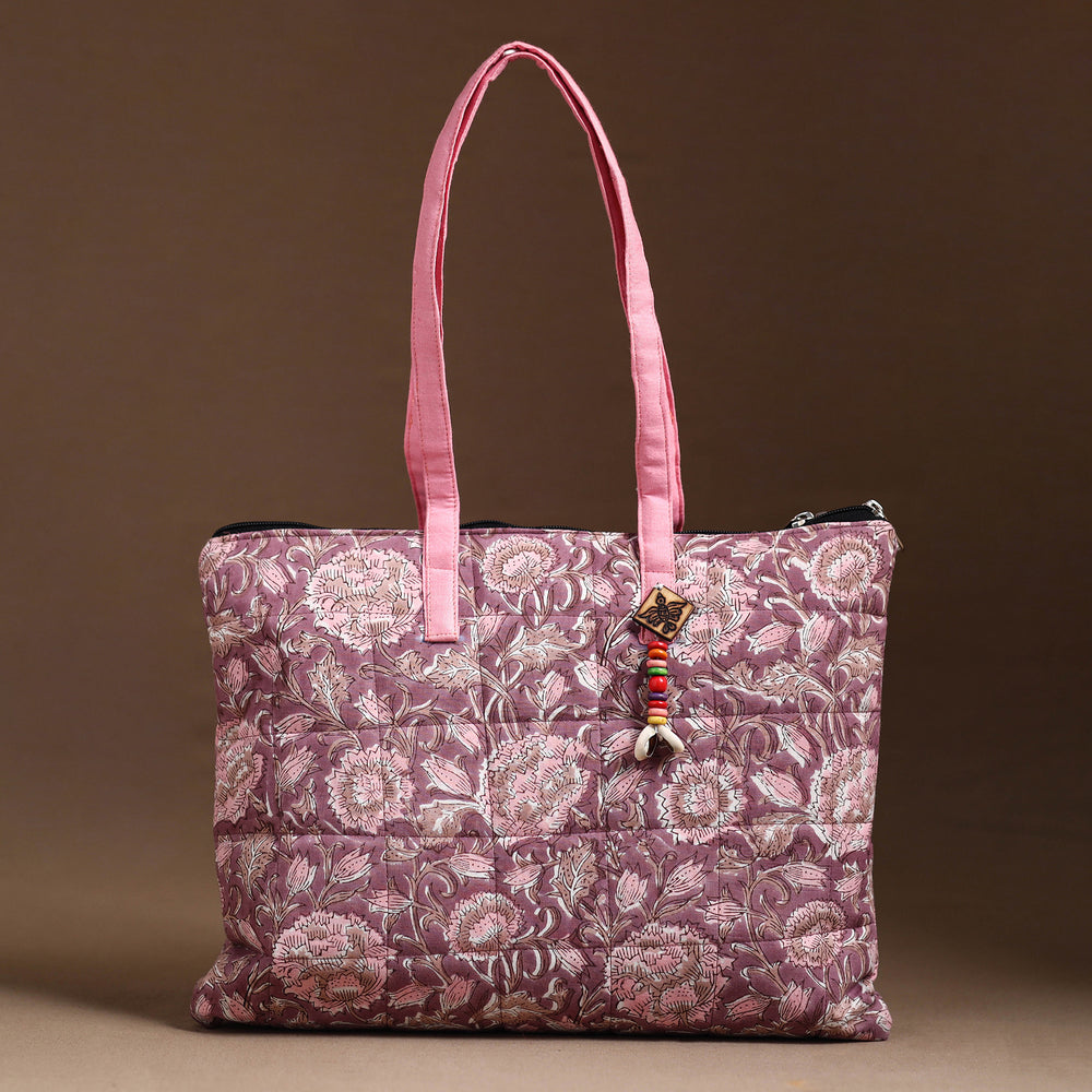 Purple - Handcrafted Quilted Cotton Hand Bag  53