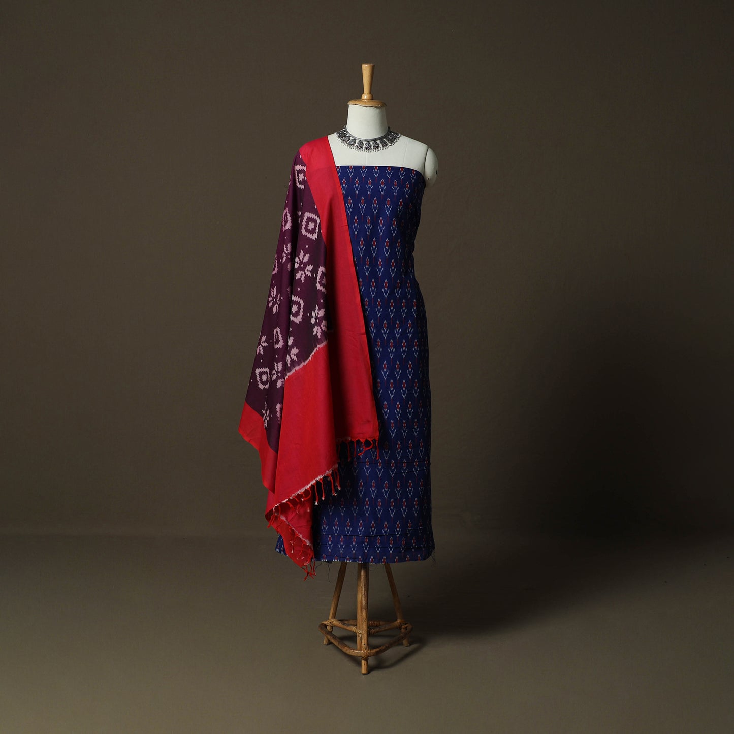 Handloom Cotton Pochampally Ikat 2pc Unstitched Dress Material Kurta Set 27
