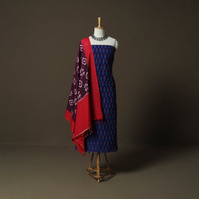 Handloom Cotton Pochampally Ikat 2pc Unstitched Dress Material Kurta Set 27