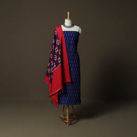 Handloom Cotton Pochampally Ikat 2pc Unstitched Dress Material Kurta Set 27