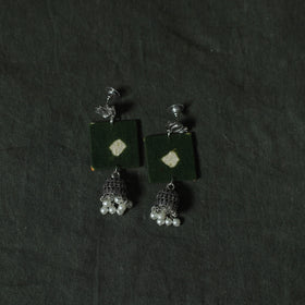 Green - Kutch Bandhani Tie-Dye Cotton 2pc Unstitched Dress Material Kurta Set with Earrings 06