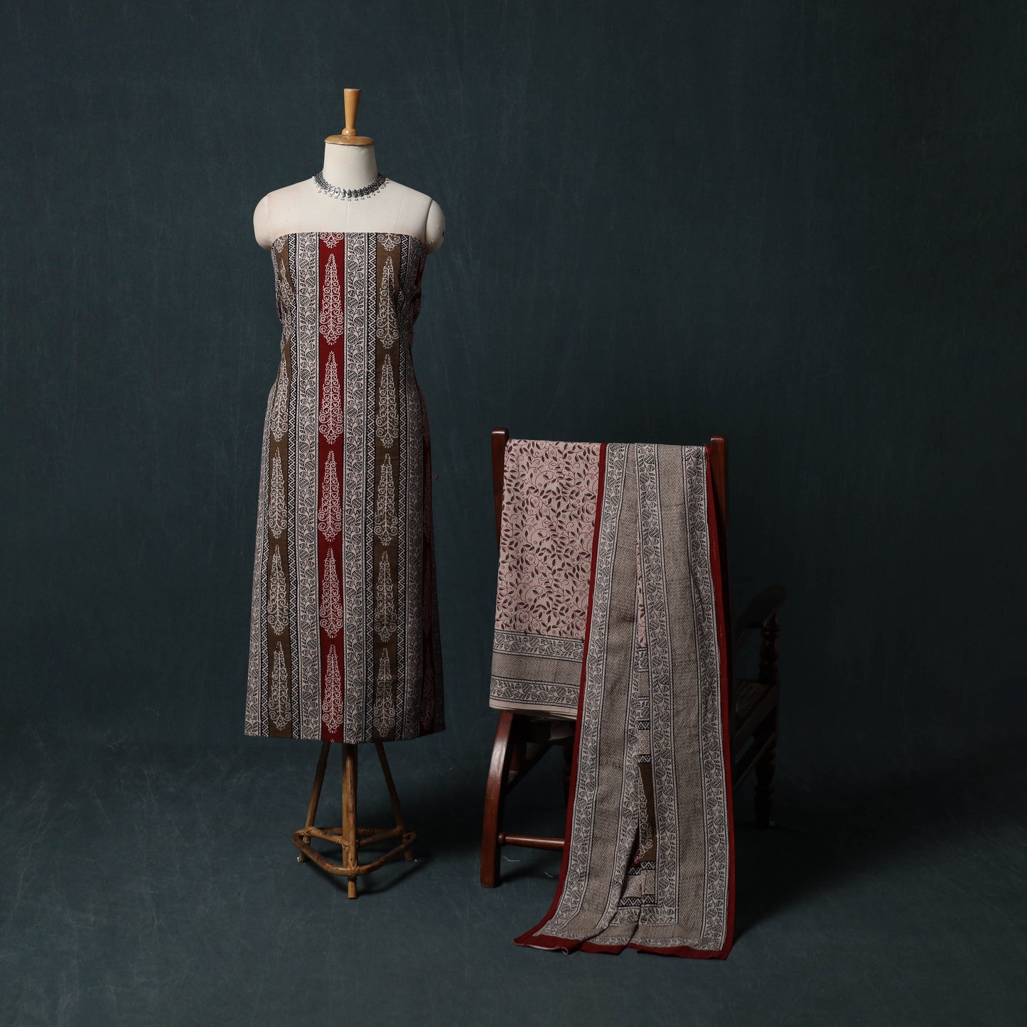 Bagh Hand Block Print Cotton 3pc Unstitched Dress Material Suit Set 26