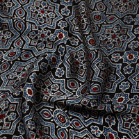 Black - Ajrakh Hand Block Printed Modal Silk Precut Fabric (3 meter) 28