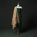 Green - Kutch Bandhani Tie-Dye Cotton 2pc Unstitched Dress Material Kurta Set with Earrings 07