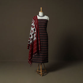 Handloom Mercerised Cotton Pochampally Ikat 2pc Unstitched Dress Material Kurta Set 28