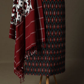 Handloom Mercerised Cotton Pochampally Ikat 2pc Unstitched Dress Material Kurta Set 28