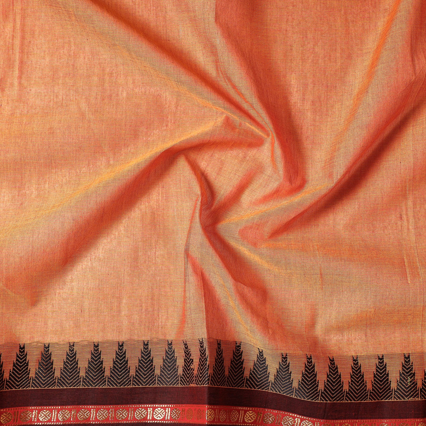Orange - Kanchipuram Cotton Precut Fabric (1.65 Meter)