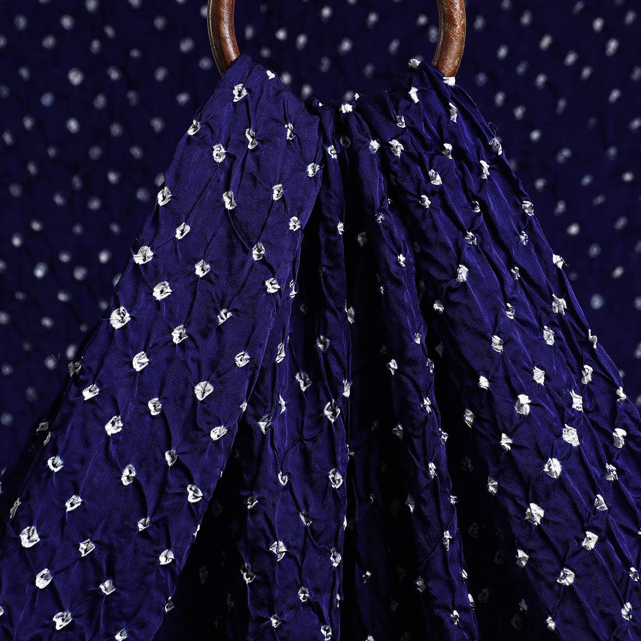 Blue Bonnet Kutch Bandhani Tie-Dye Modal Silk Fabric