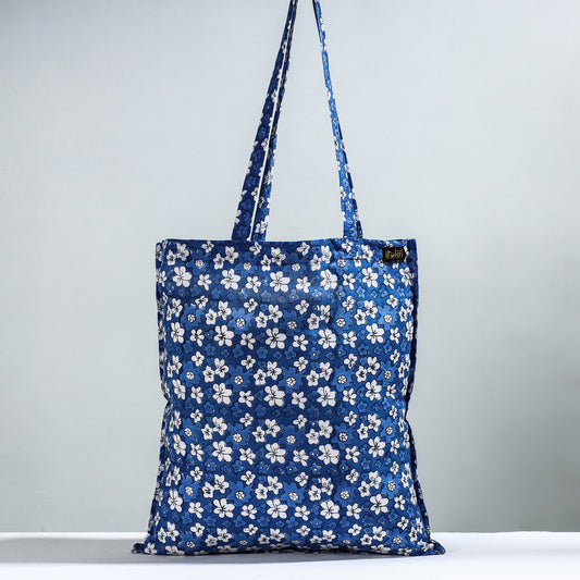 Blue - Sanganeri Block Printed Cotton Jhola Bag