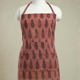 Buy Maroon Bagh Block Print Cotton Apron with Pocket